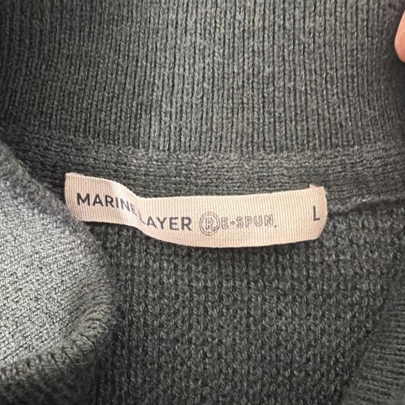 Marine Layer Sweater Mens L Green 1/4 Zip Pullover Re Spun Organic Cotton - Picture 3 of 11
